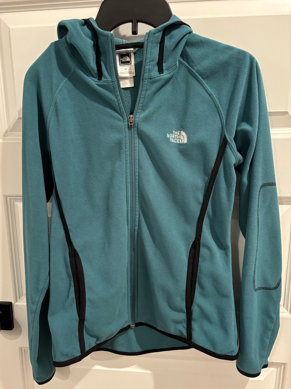 The North Face Teal Hooded Full-Zip Fleece Jacket with Black Accents